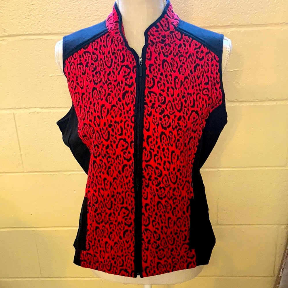 Ruby Rd. Favorites Red Leopard print vest - Picture 2 of 7